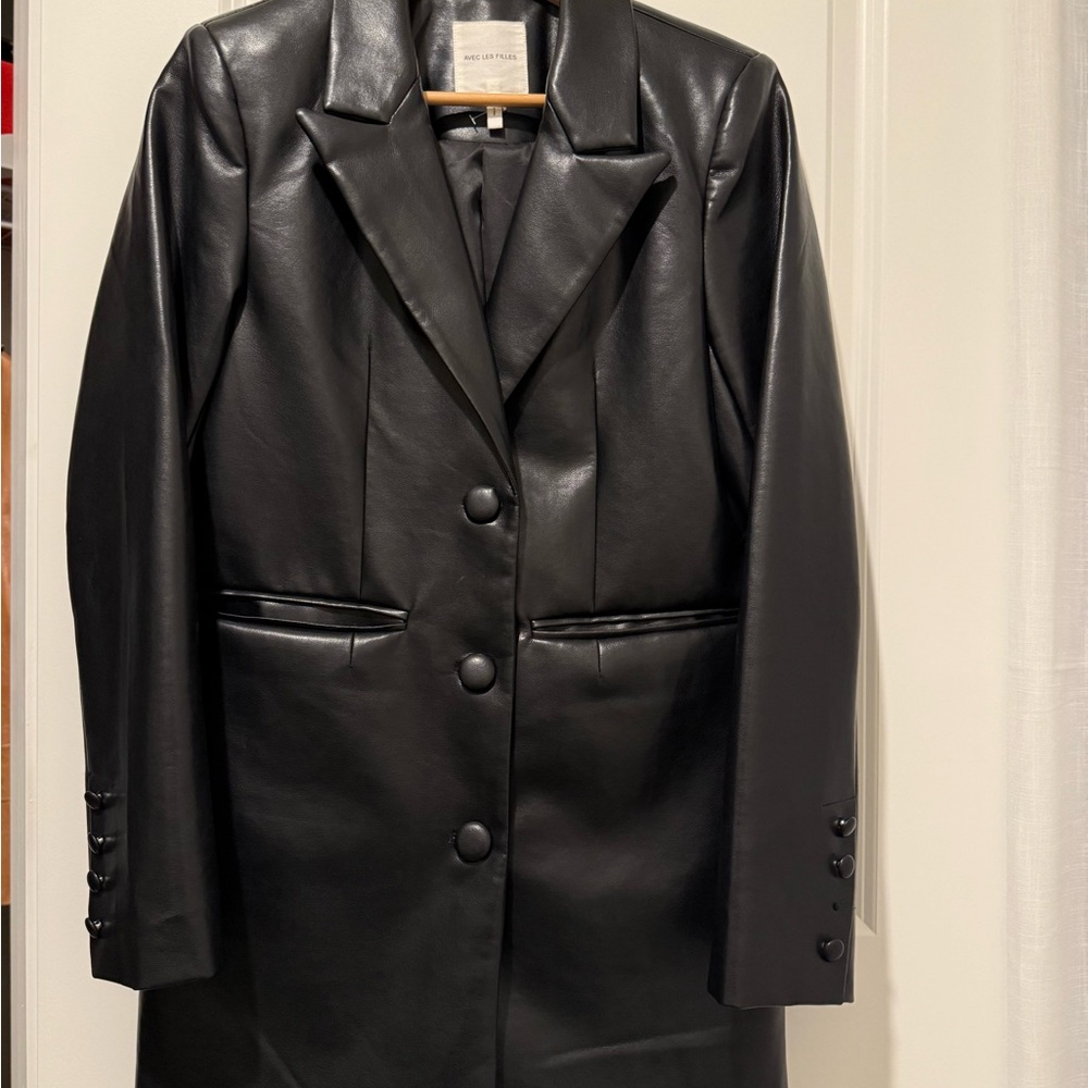 Avec Les Filles Black Faux Leather Jacket